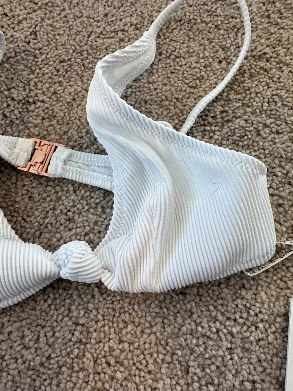 WHITE FOX SWIM | White Ribbed Knot Bikini Top